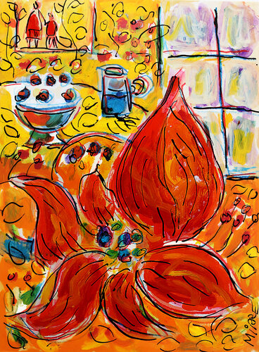 Le bonheur est dans son salon by Jean Mirre, Painting for Sale on Singulart