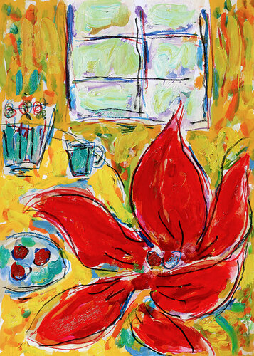 exOrchidée et fenêtre van Jean Mirre, Schilderij te koop op Singulart