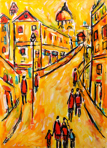 Family stroll von Jean Mirre, Malerei kaufen auf Singulart