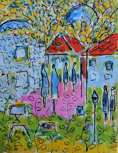 Toits rouges by Jean Mirre, Painting for Sale on Singulart