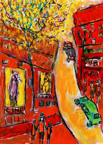 exNouveau Ciné Godard van Jean Mirre, Schilderij te koop op Singulart