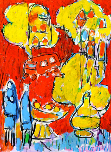Prunes, amour et réverbère di Jean Mirre, Pittura in vendita su Singulart