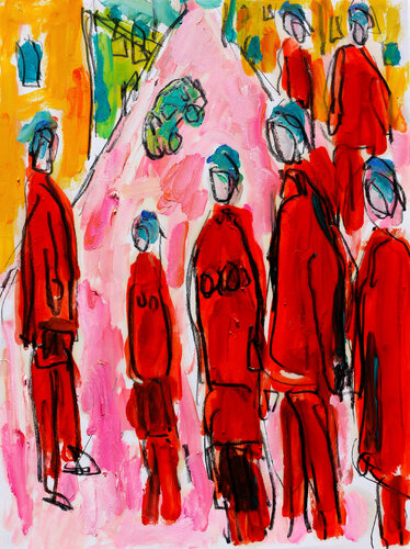 Street crowd by Jean Mirre, 회화 for Sale on Singulart