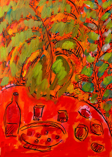 Green breakfast van Jean Mirre, Schilderij te koop op Singulart