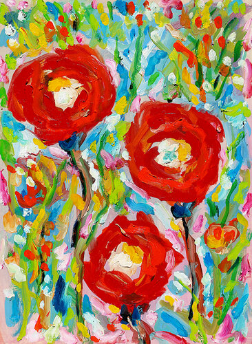 exTrois roses van Jean Mirre, Schilderij te koop op Singulart