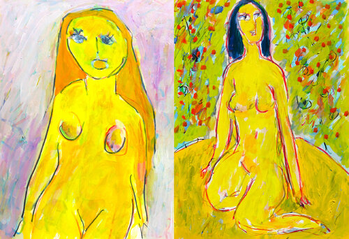 Yellow sisters van Jean Mirre, Schilderij te koop op Singulart