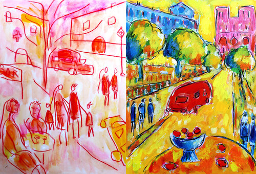 Paris était la ville lumière 2 van Jean Mirre, Schilderij te koop op Singulart
