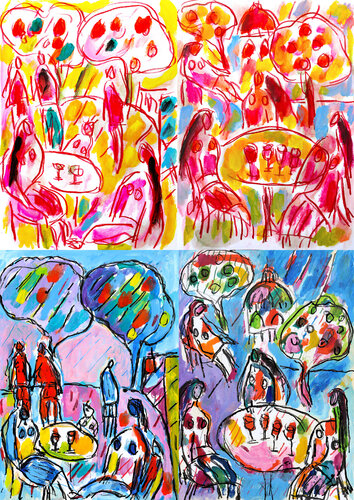 Apéro et bonne conversation van Jean Mirre, Schilderij te koop op Singulart