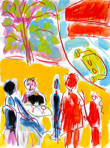 exFamille en ville van Jean Mirre, Schilderij te koop op Singulart