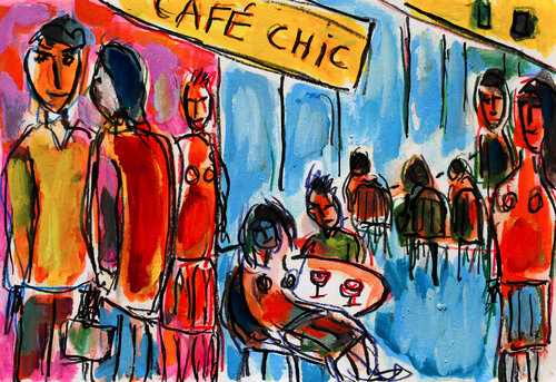 Café Chic di Jean Mirre, Pittura in vendita su Singulart