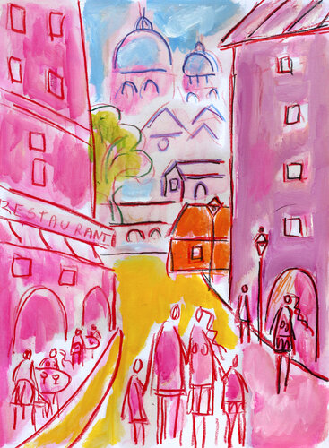 Rose et azur van Jean Mirre, Schilderij te koop op Singulart