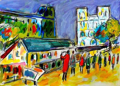 Bouquinistes von Jean Mirre, Malerei kaufen auf Singulart