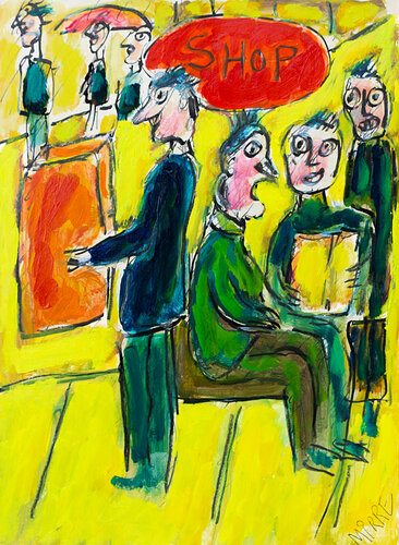 Shop and shut up par Jean Mirre, Peinture en vente sur Singulart
