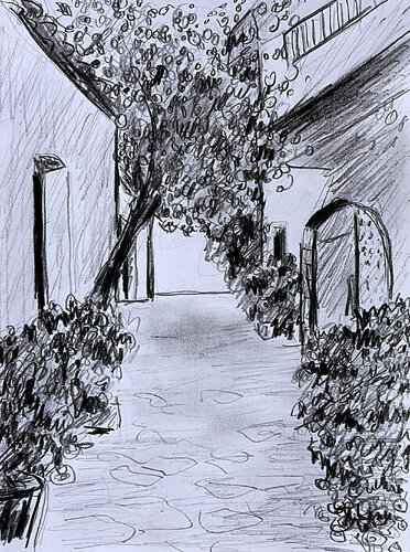 Patio by Jean Mirre, Painting for Sale on Singulart