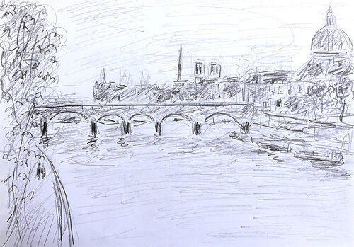 Institut de France et Seine di Jean Mirre, Pittura in vendita su Singulart