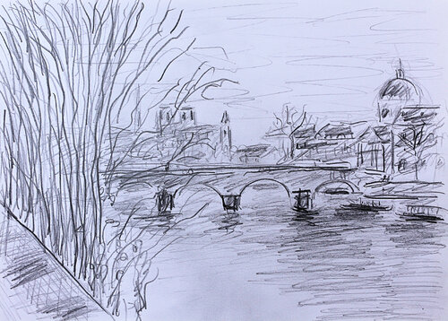 Rideau d'arbres sur la Seine Jean Mirre