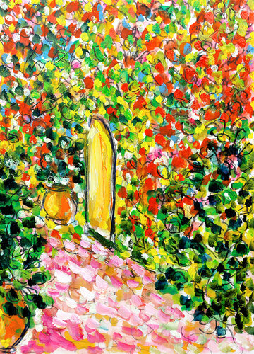 exCour fleurie van Jean Mirre, Schilderij te koop op Singulart