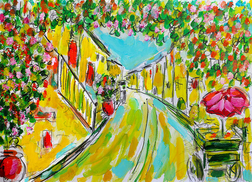 exOmbrelle rouge van Jean Mirre, Schilderij te koop op Singulart