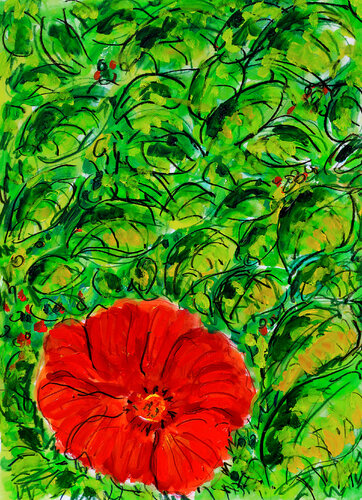 Hibiscus  SOLD van Jean Mirre, Schilderij te koop op Singulart