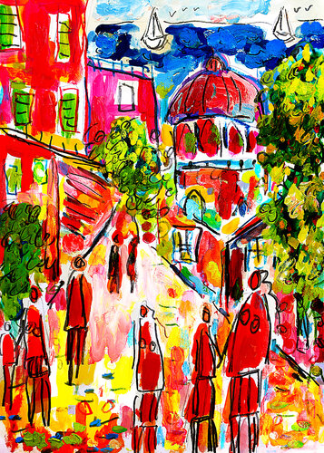 Vacances en Grèce van Jean Mirre, Schilderij te koop op Singulart