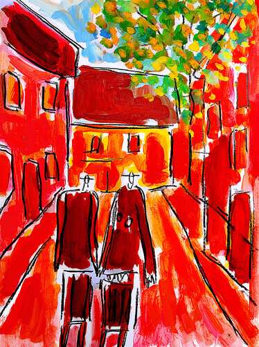 exTouristes par Jean Mirre, Peinture en vente sur Singulart