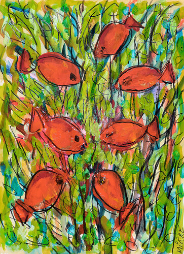 Fish bank di Jean Mirre, Pittura in vendita su Singulart