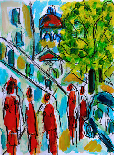 Piétons di Jean Mirre, Pittura in vendita su Singulart