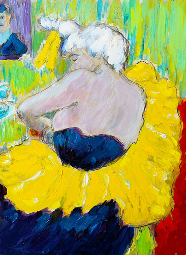 La clownesse Cha-U-Kao (d'après Toulouse-Lautrec) van Jean Mirre, Schilderij te koop op Singulart