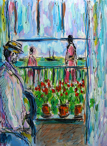 exEugène Manet en Angleterre d'après Berthe Morisot van Jean Mirre, Schilderij te koop op Singulart