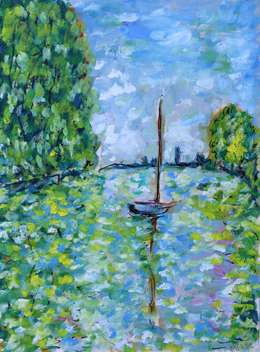 Mouillage d'après Monet de Jean Mirre, Pintura a la venta en Singulart