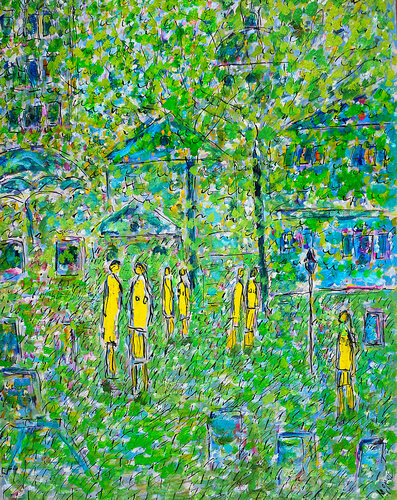Yellow stage by Jean Mirre, Painting for Sale on Singulart