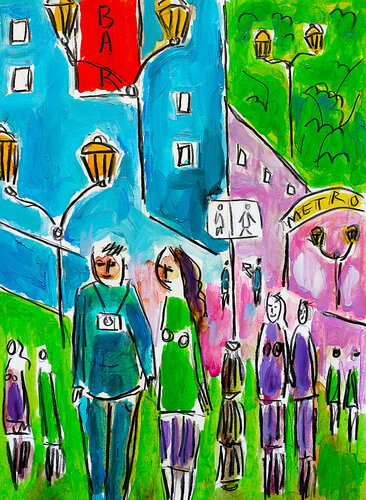 Touristes di Jean Mirre, Pittura in vendita su Singulart