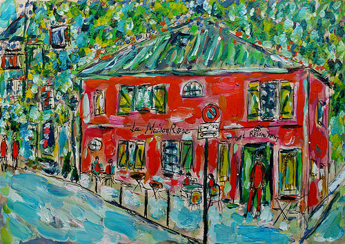 La maison rose, Café Restaurant van Jean Mirre, Schilderij te koop op Singulart