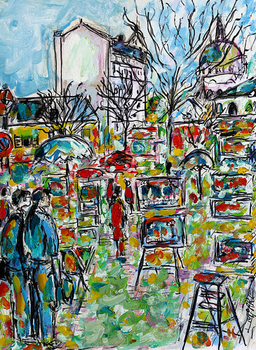 exDimanche à Montmartre van Jean Mirre, Schilderij te koop op Singulart