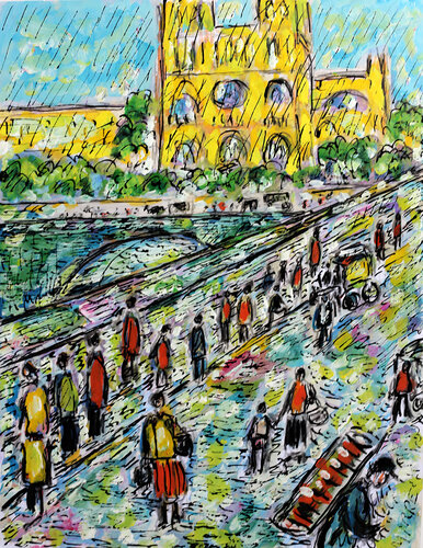 Scène de rue (d'après Maximilien Luce) par Jean Mirre, Peinture en vente sur Singulart
