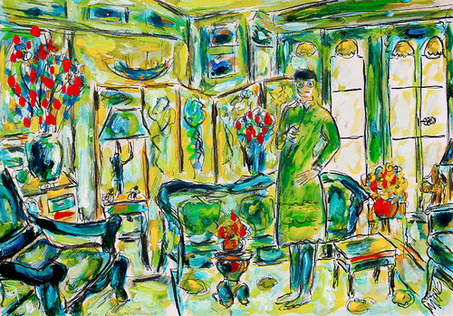 exLe salon d'Iris Apfel van Jean Mirre, Schilderij te koop op Singulart