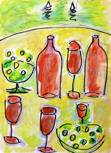 Rosé au bord de l'eau by Jean Mirre, Painting for Sale on Singulart