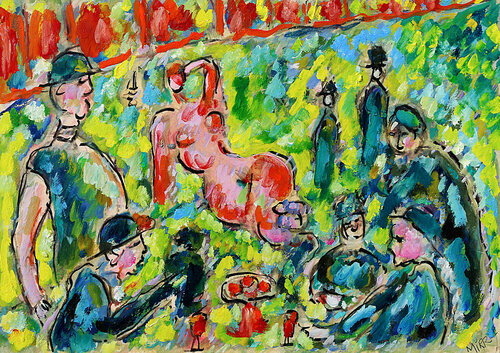 Le déjeuner des canotiers(d'après Renoir) di Jean Mirre, Pittura in vendita su Singulart