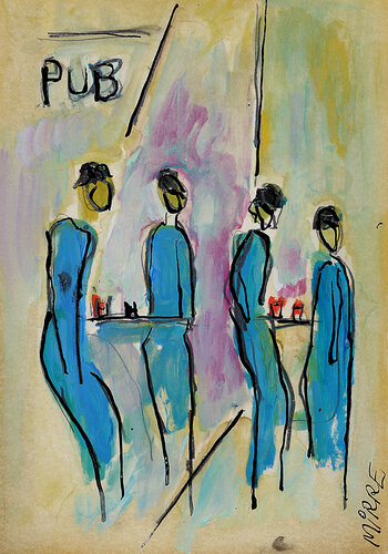 Local pub by Jean Mirre, Painting for Sale on Singulart