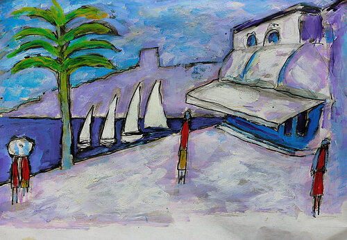 Plage violette van Jean Mirre, Schilderij te koop op Singulart