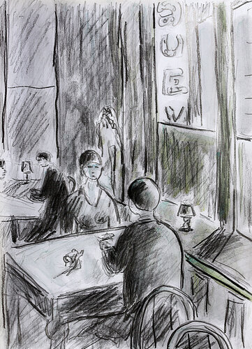 Chop Suey Edward Hopper  (d'après) van Jean Mirre, Schilderij te koop op Singulart