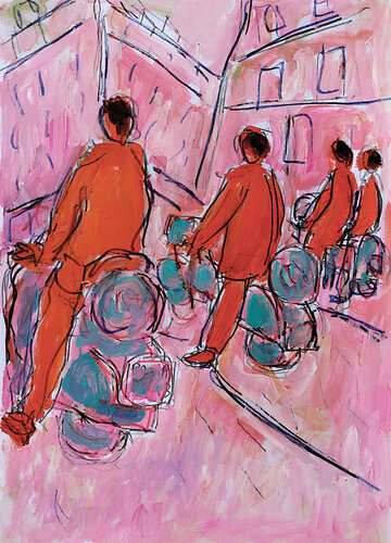 Lambrettas by Jean Mirre, 회화 for Sale on Singulart