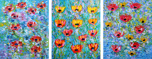 Lotus + Belles de jour + Nénuphars von Jean Mirre, Malerei kaufen auf Singulart