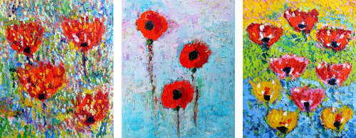 Frissons + Le silence des fleurs + Emoi  SOLD von Jean Mirre, Malerei kaufen auf Singulart