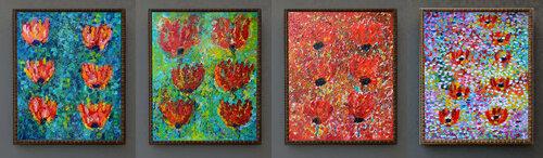 Souvent + Corail + Lys + Allégresse von Jean Mirre, Malerei kaufen auf Singulart