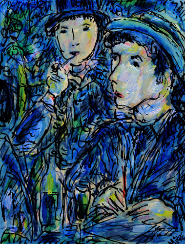 Bal du Moulin de la Galette d'après Renoir van Jean Mirre, Schilderij te koop op Singulart