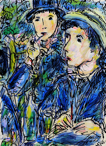 Bal du Moulin de la Galette d'après Renoir von Jean Mirre, Malerei kaufen auf Singulart