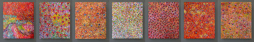 Sept toiles  Héliotropes+Good morning+Fonds marins+Mille et une roses+Normandie+Coquillages et crustacés+Monoculture van Jean Mirre, Schilderij te koop op Singulart