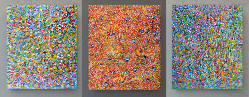 Arbre et oiseaux + Héliotropes + Source vive von Jean Mirre, Malerei kaufen auf Singulart