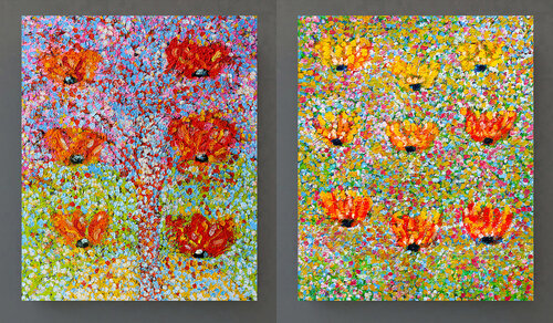 Pourpre au soleil + Allons voir si la rose von Jean Mirre, Malerei kaufen auf Singulart